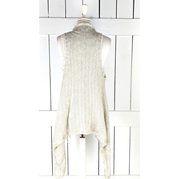 Asymmetrical tassel beaded fringe knit long slouchy boho vest large - Picture 5 of 5